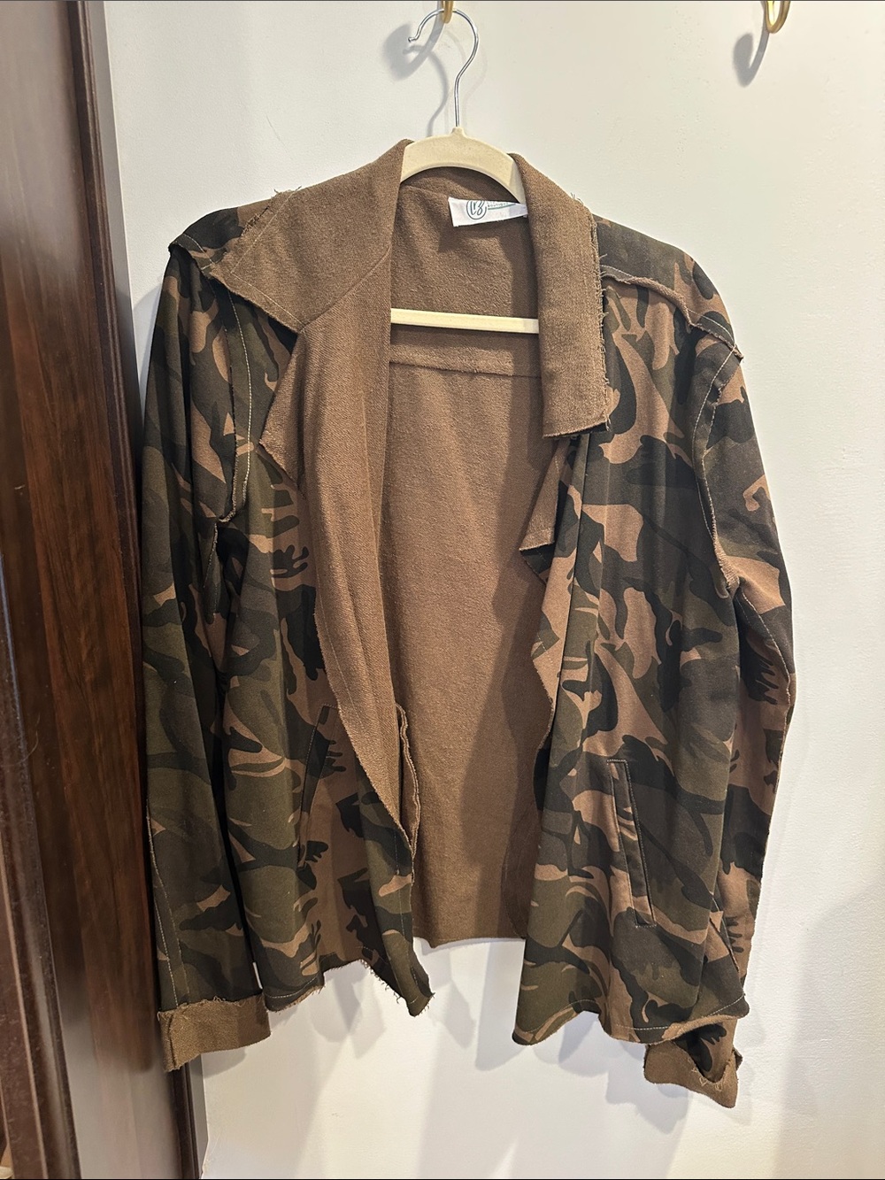 POL Women’s Camouflage Utility Jacket in Brown and Green